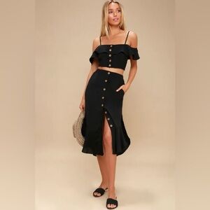 Black Off-the-Shoulder Two Piece Dress - Black M
